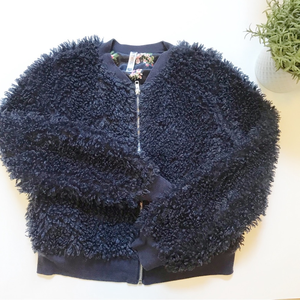 Knitworks - Faux fur sherpa bomber jacket